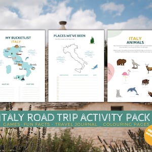 Printable Italy road trip activity pack, Travel Activities, Road Trip Games Bundle, Kids Travel Games, Kids Car Activities, Road Trip Games image 6