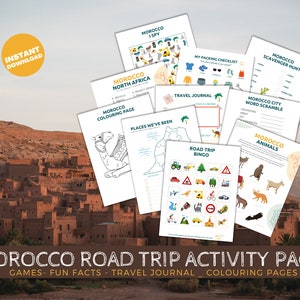 Printable Morocco road trip activity pack, Travel Activities, Road Trip Games Bundle, Kids Travel Games, Kids Car Activities,Road Trip Games image 1