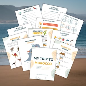 Printable Morocco road trip activity pack, Travel Activities, Road Trip Games Bundle, Kids Travel Games, Kids Car Activities,Road Trip Games image 2