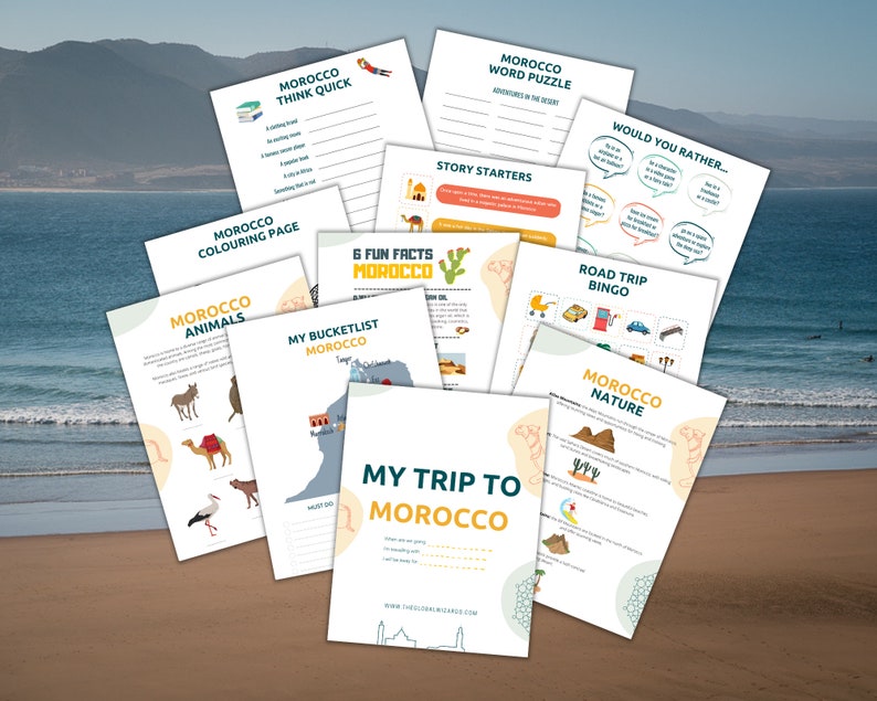 Printable Morocco road trip activity pack, Travel Activities, Road Trip Games Bundle, Kids Travel Games, Kids Car Activities,Road Trip Games image 2