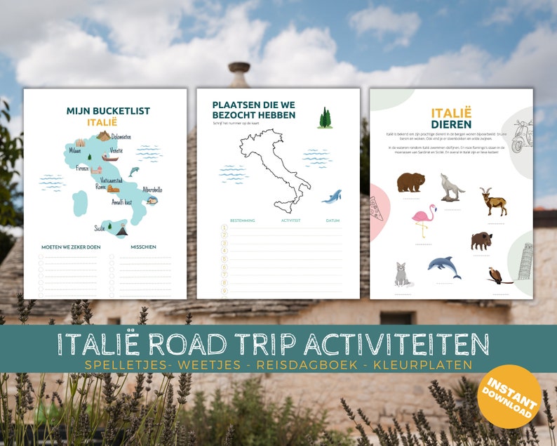 Printable Italië road trip Activiteiten voor kinderen NL, Reisspelletjes, Road Trip Spelletjes, Vakantie doeboek, Italië activiteiten image 4