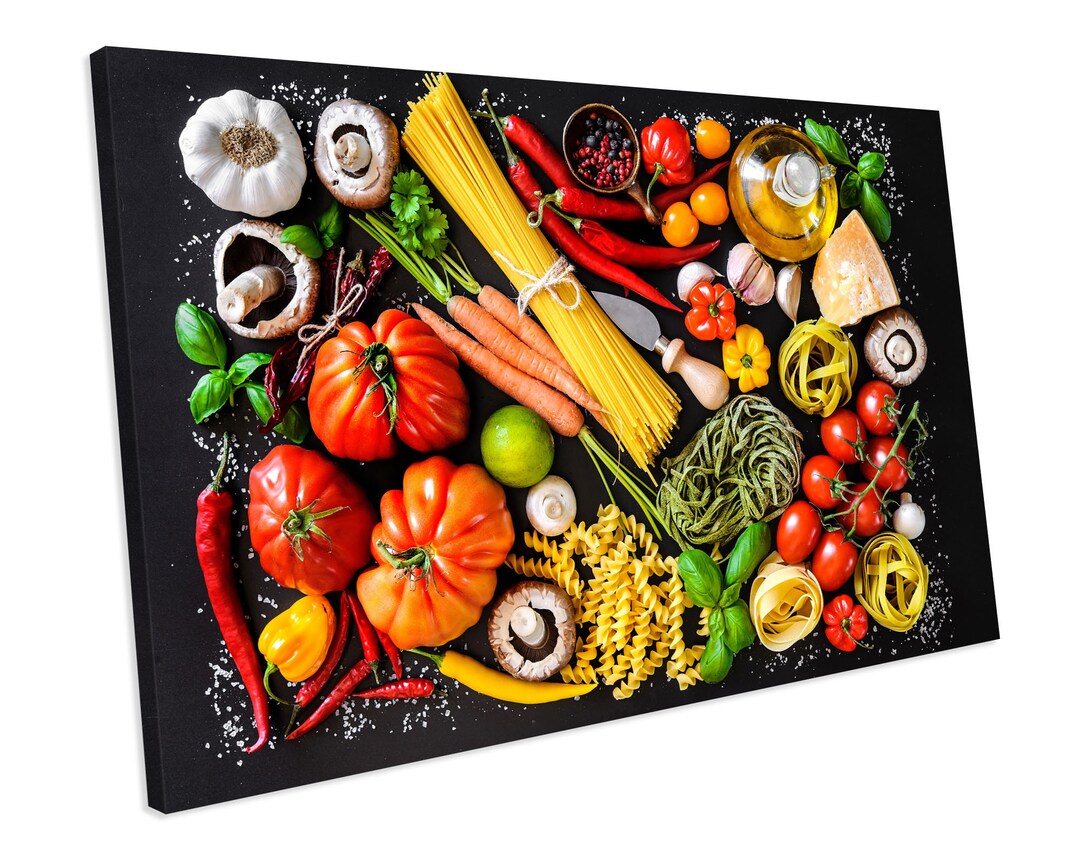 Italian Food Vegetables Pasta Food Kitchen CANVAS ART PRINT Etsy