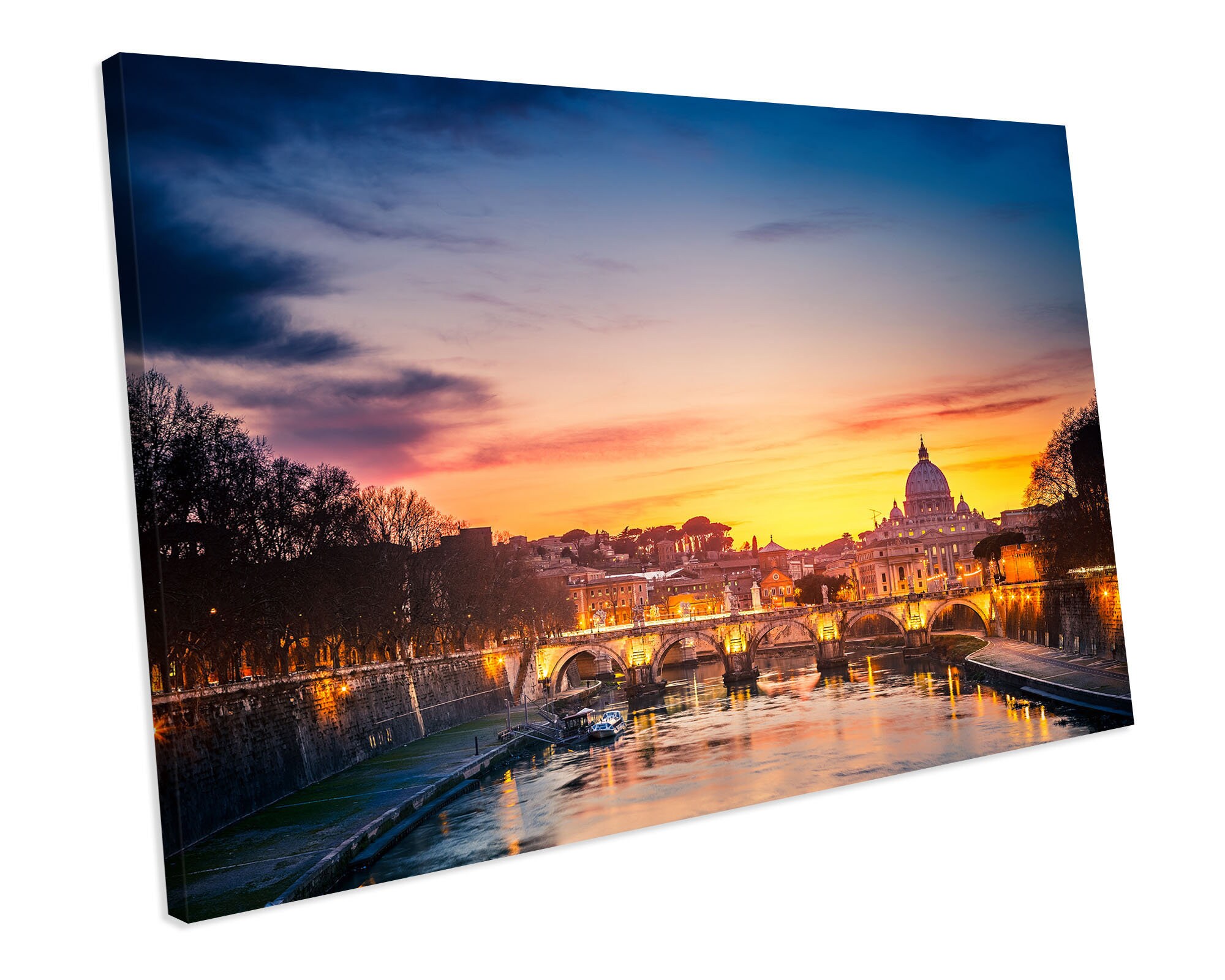 Rome Italy Sunset Picture SINGLE CANVAS WALL ART Print 
