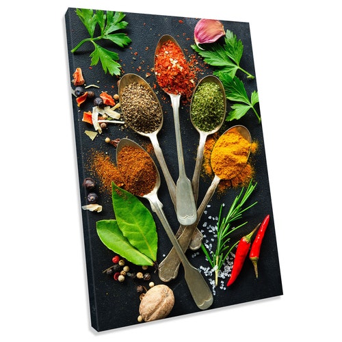 Kitchen Wall Decor Herbs and Spices Canvas Print Dining Room Etsy
