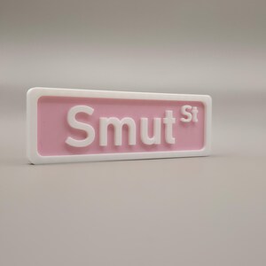 Smut Street Sign: Funny Pink 3D Printed Booktok Decor image 3