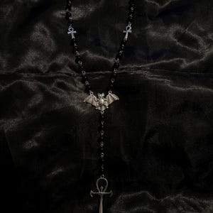 bat ankh rosary necklace || gothic jewellery || gothic || alternative || goth || vampire || witch || halloween jewellery || alt jewellery