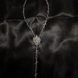 gothic barbed wire heart spike necklace - alternative jewellery - goth - vampire - witch - halloween - gothic necklace - punk - grunge