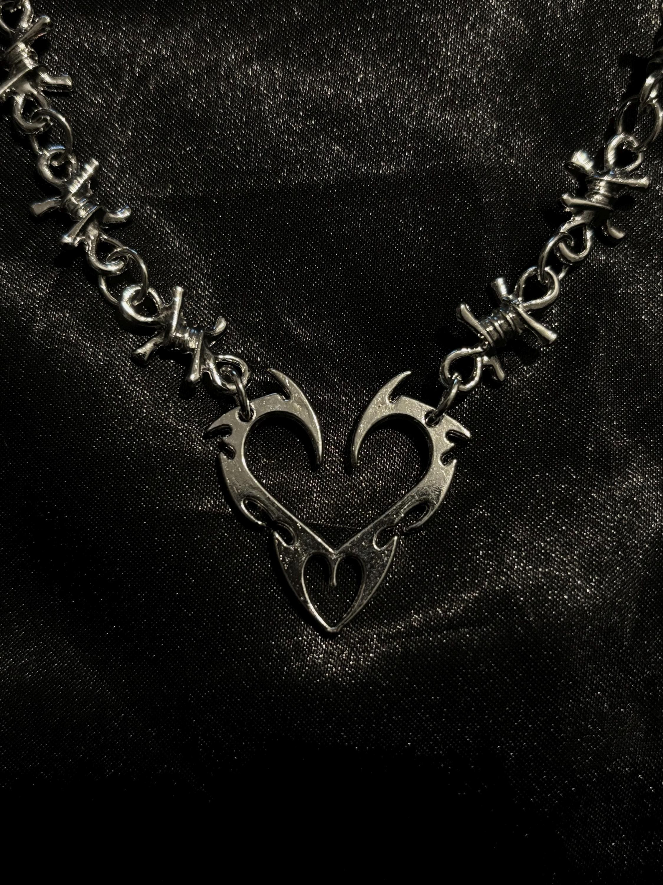 Barbed Wire Heart Necklace UK