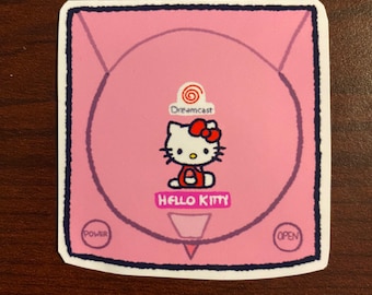 Hello Kitty x SEGA Dreamcast Retro Lindo Sanrio Vinilo Adhesivo estacionario