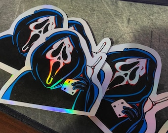 Pegatina holográfica Ghostface Scream Horror