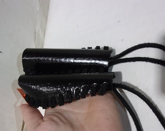 Black leather Harley Davidson lever covers with faux snake skin overlay