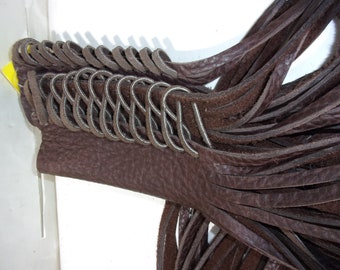 Chocolate brown grip covers with 20" fringe