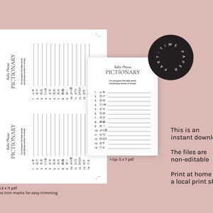 Baby Phrase Pictionary - Instant Download, Baby Shower Game, Printable ...