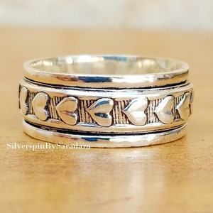 Spinner Ring, 925 Sterling Silver Ring, Meditation Ring, Handmade Ring, Heart Ring, Anxiety Ring, Promise Ring, Thumb Ring, Fidget Ring,SS43