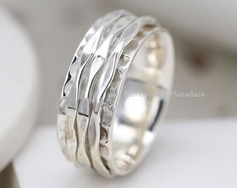 Sterling zilveren Spinner ring, meditatie ring, handgemaakte ring, draaiende ring, duim ring, fidget ring, Boho ring SS68