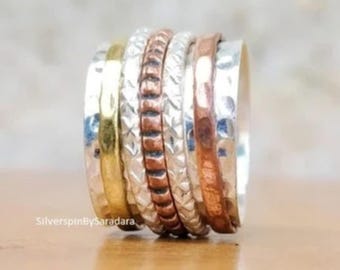 925 Sterling Silver Spinner Ring: Boho Meditation Jewelry