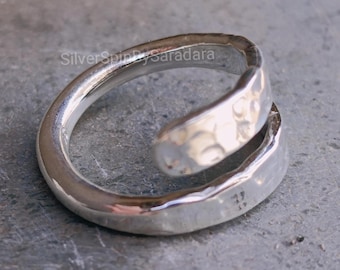 Hammered Sterling Silver Ring: Adjustable Boho Thumb Ring