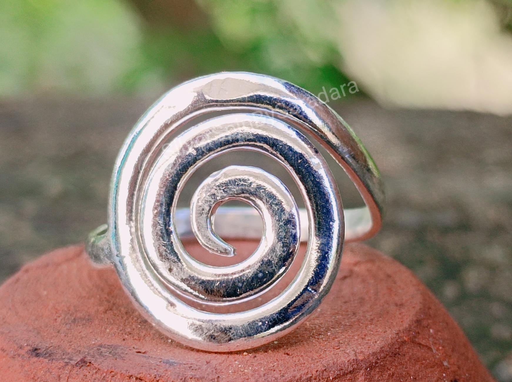ヴィンテージ！Silver Chunky Bold Swirl Wave リング Sterling Squiggle Ring - 
