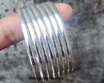 Handmade Sterling Silver Bangle Set: Boho Stacking Bangles
