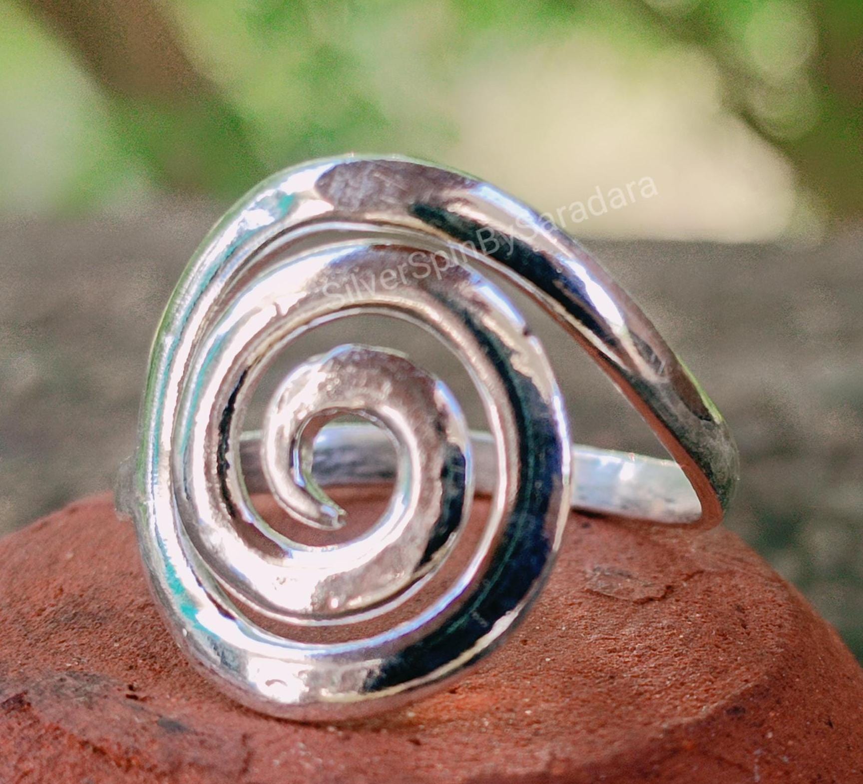 Sterling Silver Spiral Ring: Chunky Boho Swirl Design
