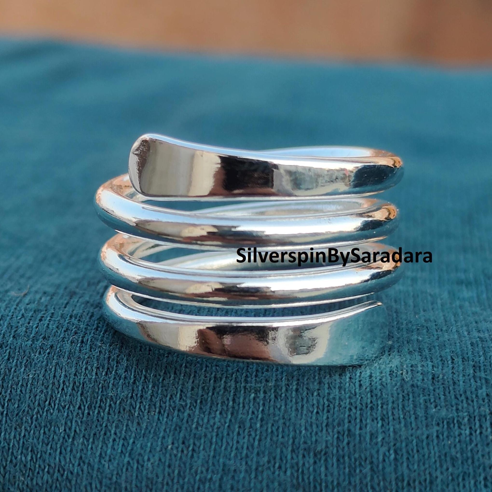 Anello Impilabile Martellato In Argento Sterling Da 1 Mm - Foto 8