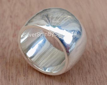 Cigar Thick Band Silver Ring Women Wide Band 925 Sterling Silver Ring Thumb Knuckle Ring Unisex Ring Anxiety Ring Silver Band Ring Cigar