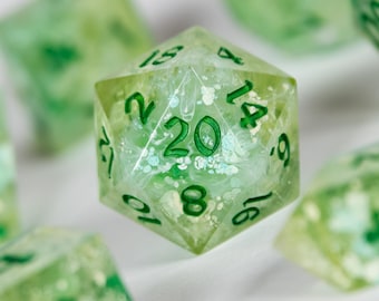 Acid Splash - Handmade dice, 7 piece set, tabletop
