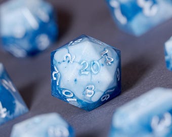 Winter's Night - Handmade dice, 7 piece set, tabletop