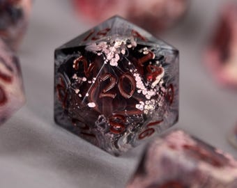 Hellfire - Handmade dice, 7 piece set, tabletop