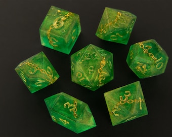 Pact of the Chain - Handmade dice, 7 piece set, tabletop