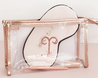 Aries Cosmetic Bag | Rose Gold Cosmetic Bag Personalized | Astrology Makeup Bag | Womens Gifts