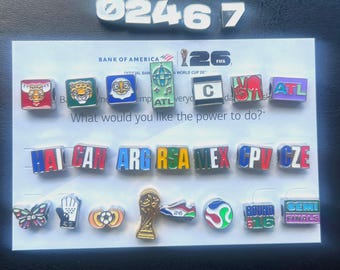 Limited Edition Bank of America 2026 FIFA World Cup CUSTOMIZABLE (5) Charm Bracelet  (Small & Large) ***NO Argentina***
