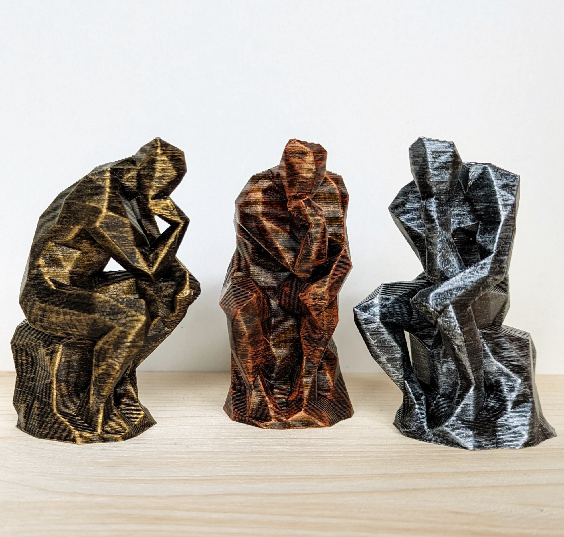 The Thinker Statue Decorative Figure Sculpture Geometric Etsy