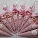 Personalised pink sweet cones, to any theme, baby shower, Christening, birthday party, pink