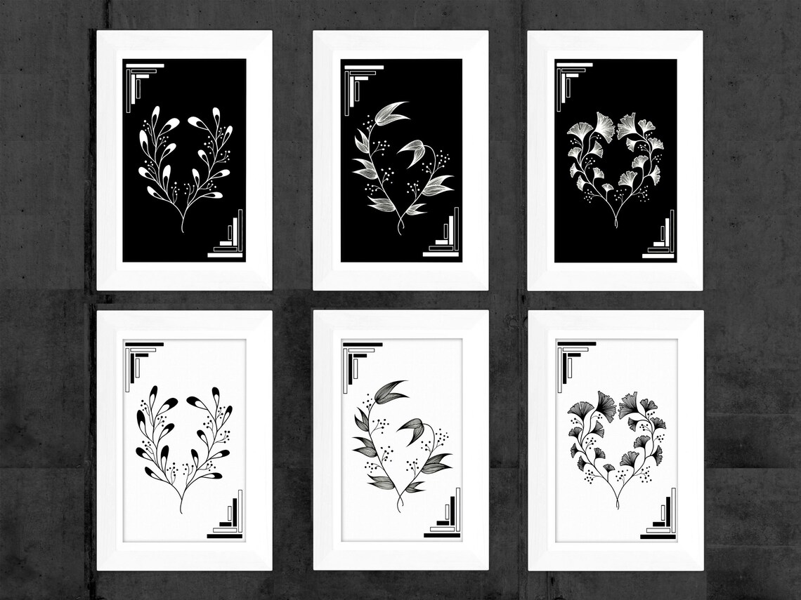 Minimalist Gallery Wall Downloadable Art Prints Black and Etsy