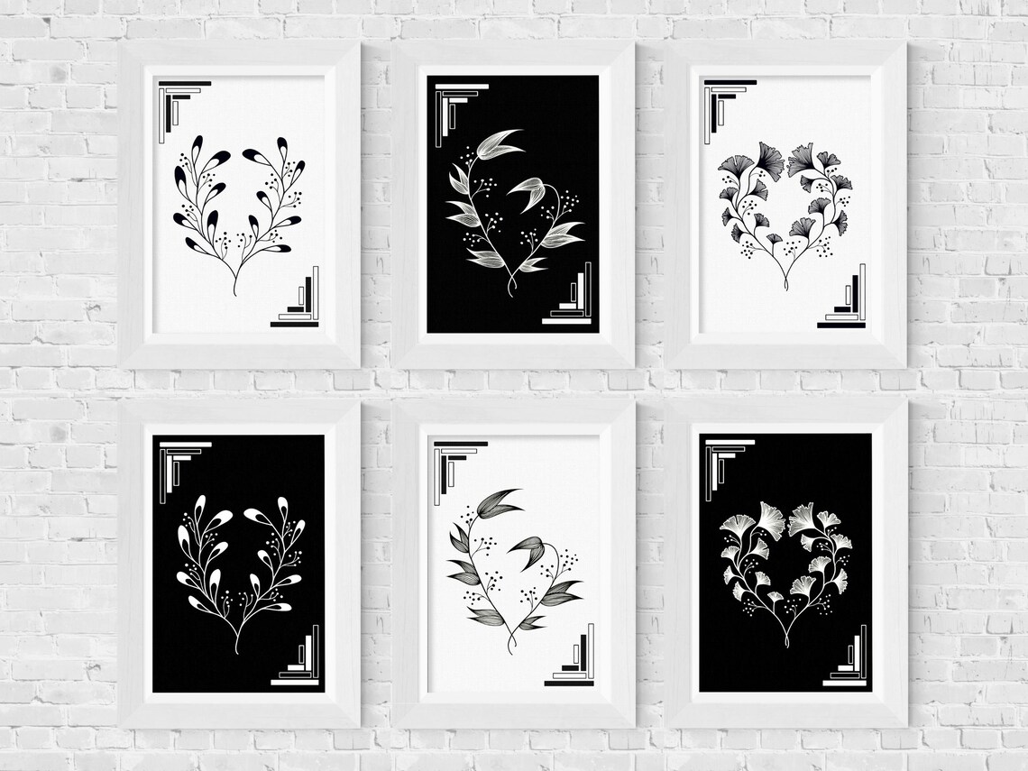 Minimalist Gallery Wall Downloadable Art Prints Black and Etsy