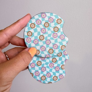 Sottobicchieri per auto a forma di fiore a scacchi