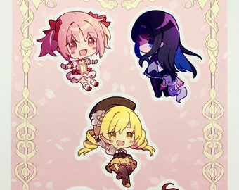 Hoja de pegatinas de Madoka Magica de 4 x 6 pulgadas