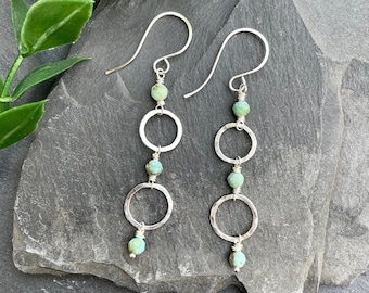 Turquoise Sterling Silver Dangle Earrings, Southwestern Jewelry, Gemstone Earrings, Genuine Turquoise Drop Earrings, Boho Turquoise Jewelry