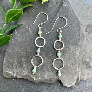 Türkis Sterling Silber Baumeln Ohrringe, Southwestern Schmuck, Edelstein Ohrringe, echte Türkis Tropfen Ohrringe, Boho Türkis Schmuck