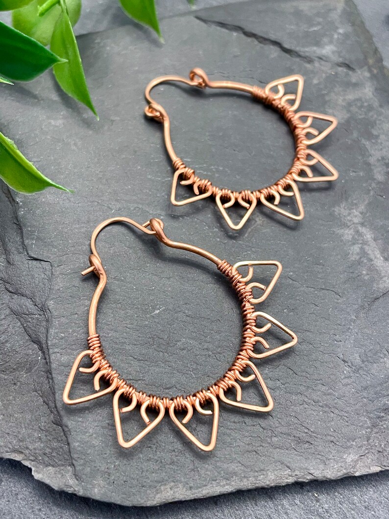 Copper Hoop Earrings, Boho Earrings, Hoop Earrings, Boho Jewelry ...