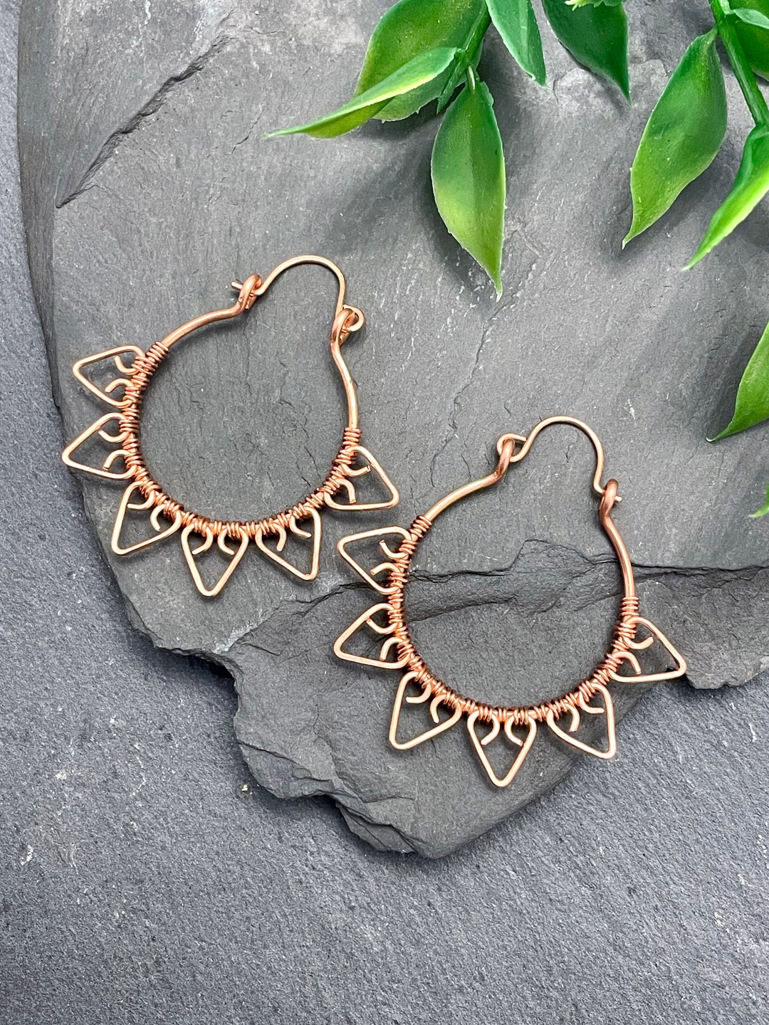 Copper Hoop Earrings, Boho Earrings, Hoop Earrings, Boho Jewelry ...