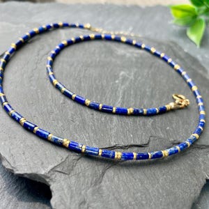 Lapis Lazuli Necklace, Lapis & Gold Choker, Lapis Layering Necklace, Dainty Lapis Necklace, Minimalist Lapis Necklace, Beaded Necklace Lapis