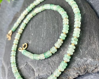 Green Aventurine Beaded Necklace, Minimalist Green Gemstone Necklace, Natural Stone Beaded Necklace, Layering Necklace