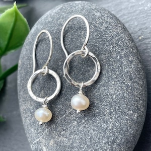 Small Pearl Drop Earrings, 925 Sterling Silver, Freshwater Pearl Earrings, Pearl Drop Earrings, Dainty Pearl Earrings, Simple Pearl Earrings