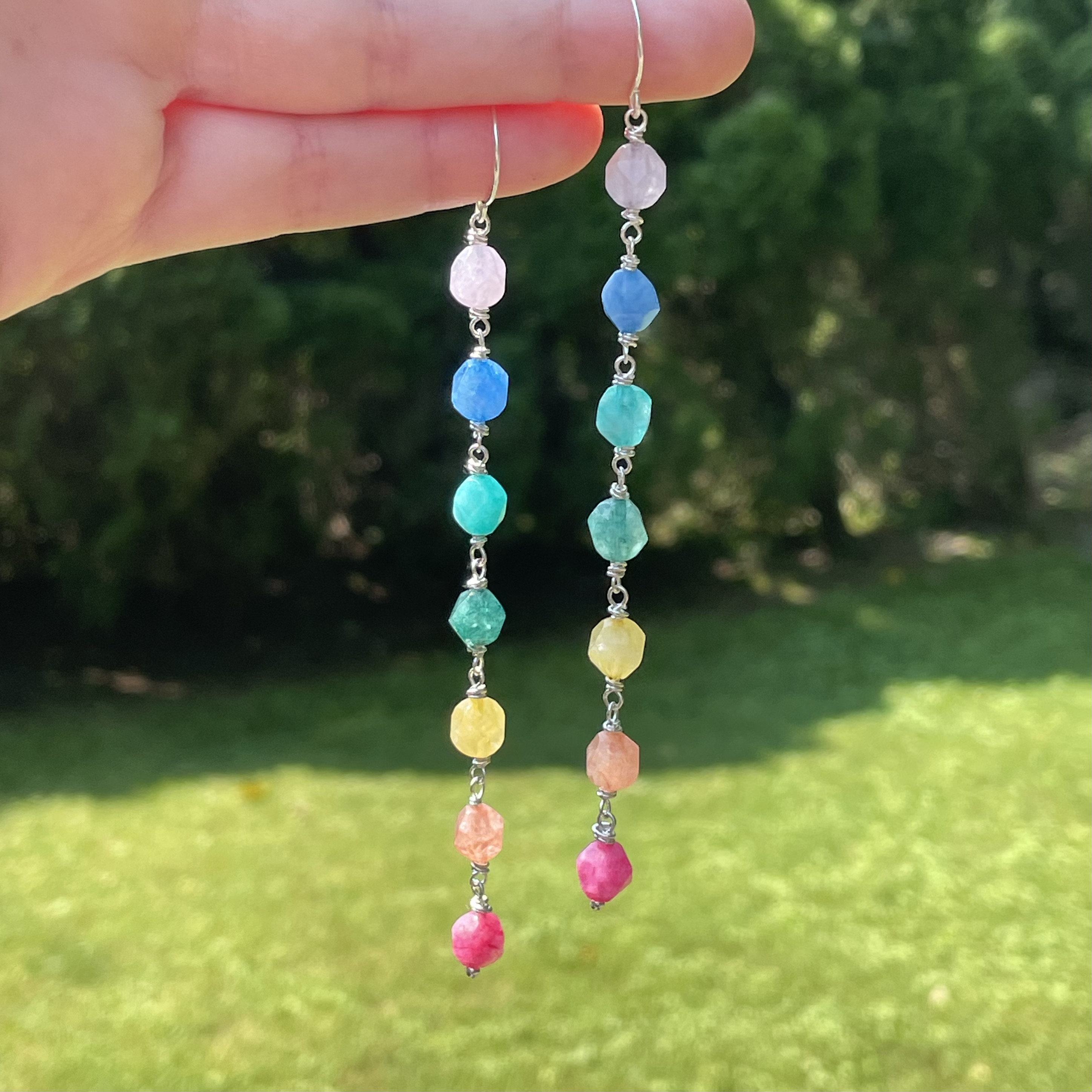 UNICRAFTAL 2 Stile 7 Orecchini Chakra Lunghi Pendenti Gancio in
