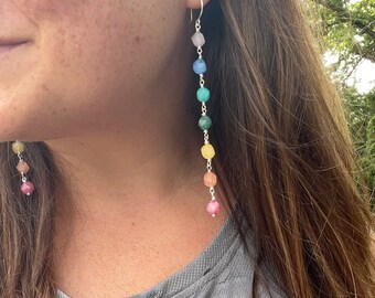 UNICRAFTAL 2 Stili Di Orecchini Lunghi Pendenti A Cerchio Con Perline Chakra E Cristalli - Gioielli Da Donna In Acciaio E Lega - 5