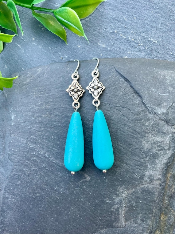 ボヘミアンスタイル フリンジピアス シルバーターコイズ ボヘミアン