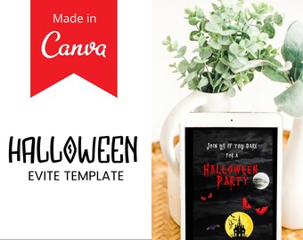 Halloween Party Electronic Invitation Template, Editable Digital Download, Halloween Costume Party Evite, Spooky Text Message Invite Canva