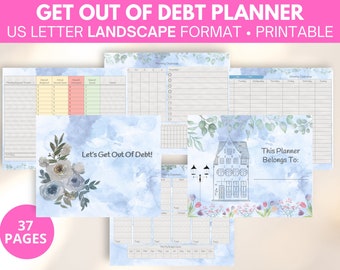 Get out of debt planner printable, debt payoff tracker digital download, financial planner pages pdf, adulting gift, debt snowball, cash
